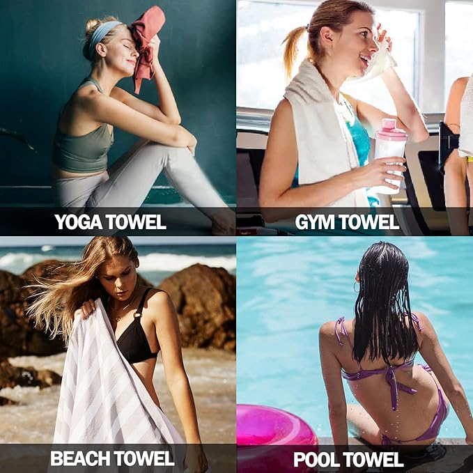 Eunzel 2 Pack Quick Dry Camping Towel, Microfiber Travel Towel 3 Size at 1 Pack,Fast Drying Towel Set for Camping, Beach, Gym, Sports, Yoga & Swimming Pool, Army Green/Orange