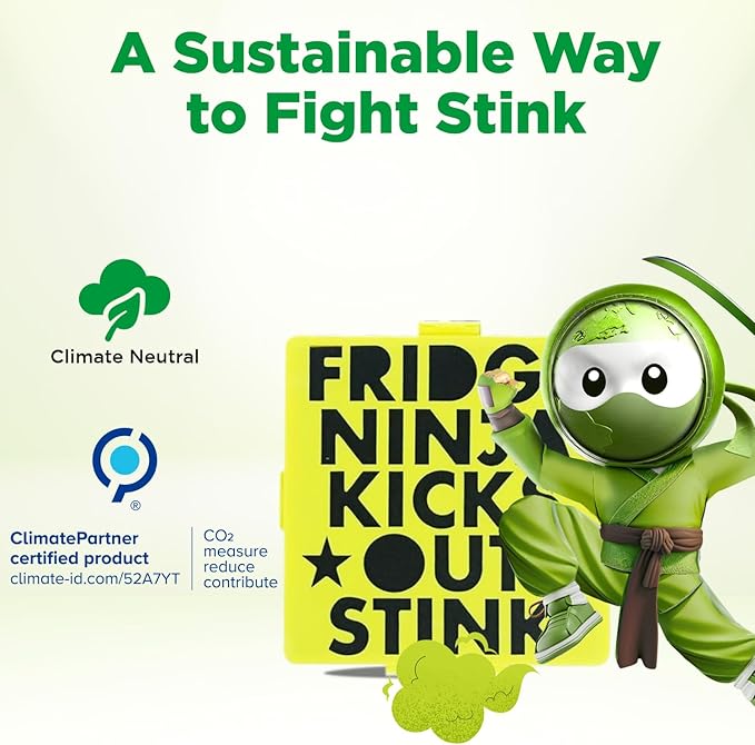 Fridge Ninja Compact Fridge Deodorizer (2 Pack) - More Effective Than Baking Soda - Compact Size Refrigerator Deodorizer Made of Activated Carbon