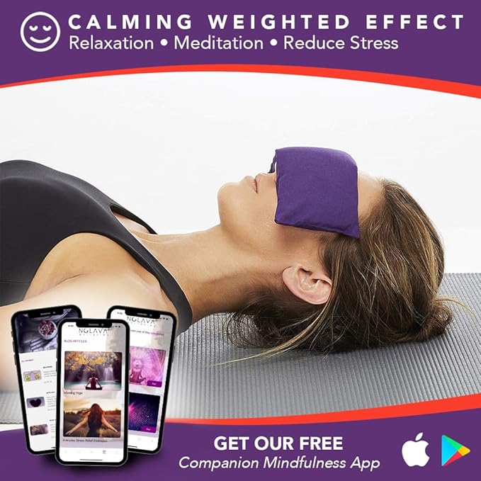 Lotus Weighted Lavender Eye Pillow – Purple Eye Mask for Sleep & Meditation – Aromatherapy Yoga Pillow with Flaxseed – Hot or Cold Compress for Headache & Eye Relief