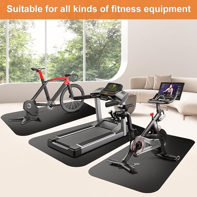 Rowing Machine Mat 96" x 28" With Sports Towel and Strap,Treadmill Mat Compatible with Peloton Bike, Row & Concept 2 Rowing Machine,Exercise Bike,Gym Exercise Fitness Equipment