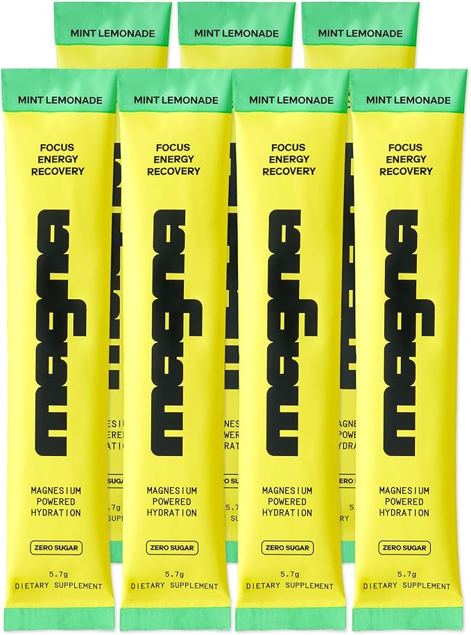 Magna Electrolyte Powder Drink Mix for Hydration, Energy & Focus Support with Magnesium L Threonate, Sodium, Potassium, Vitamin D, B6 & B12, Sugar Free, Mint Lemonade Flavor, 7 Servings
