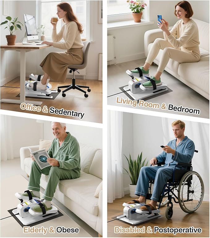 Under Desk Elliptical Machine,Ellipse Leg Exerciser Electric with Remoter,12 Manual Adjustable Speed and 3 Automatic Speed,Portable Seated Pedal Exerciser for Seniors,Adults,Home,Office