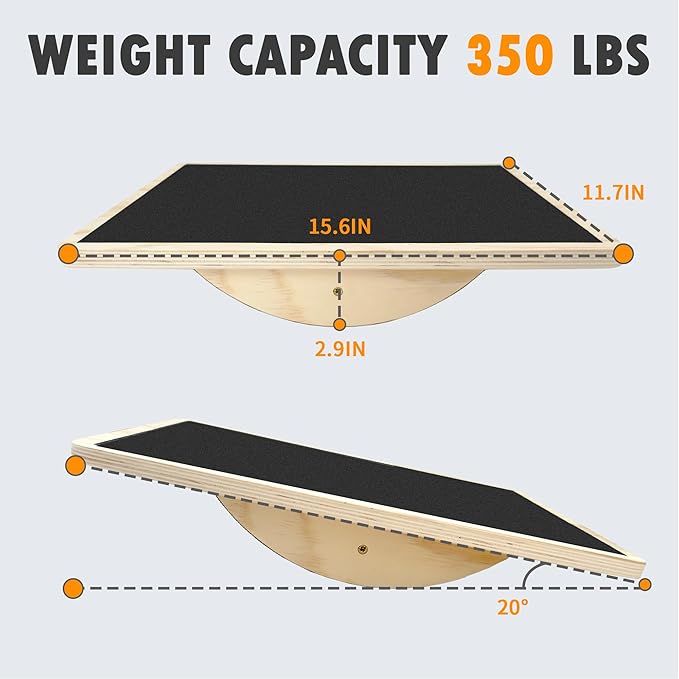 Balance Board Professional Wobble Board for Adults Anti-Slip for Physical Therapy Standing Desk Core Strength Wooden Rocker Board(350LBS)