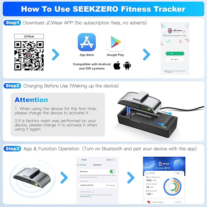 Sleep & Fitness Tracker for Women Men | Health Smart Bracelet 24/7 Heart Rate, Blood Oxygen & Stress Monitor | Step & Calorie Counter | IP68 Waterproof Activity Tracker, No App Subscription