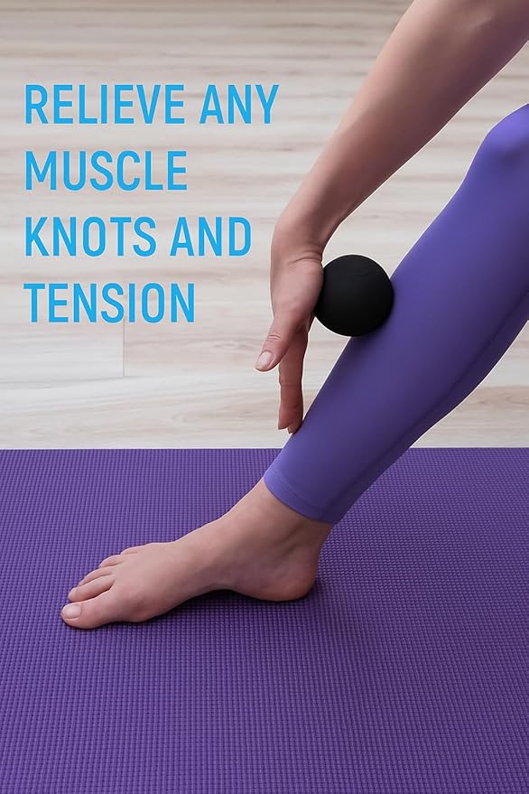 Massage Lacrosse Balls for Myofascial Release, Trigger Point Therapy Ball Set, Foot Massage Ball Roller for Plantar Fasciitis, Yoga Deep Tissue, Physical Therapy Balls Hard Rubber 2 pack (Night Black)