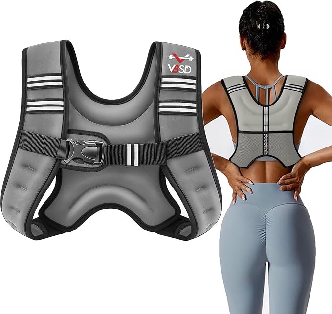 VBSD Weighted Vest Woman 6lb/8lb/12lb/16lb/20lb/25lb/30lb Weight Vest for Women Men Body Weight Vests for Walking Strength Training Running Workout Jogging Fitness