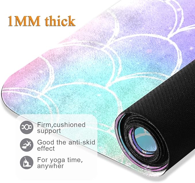 Rainbow Galaxy Mermaid Scales Yoga Towel Non Slip Thick Kids Eco Friendly Rubber Workout Foldable Yoga Mat Women Exercise A001