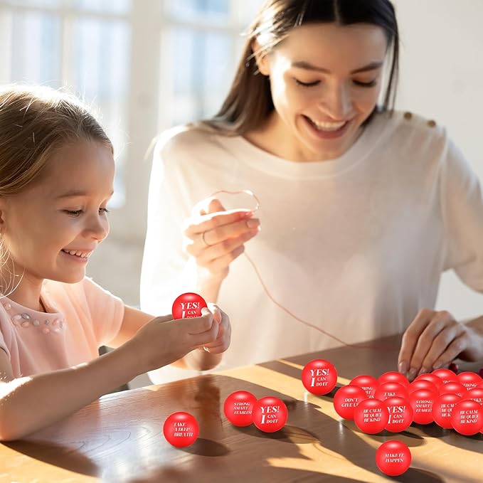 Jerify 72 Pcs Motivational Stress Balls Bulk Inspirational Stress Balls Colorful Foam for Adults Hand Exercise Small Therapy Fidget Relief Anxiety Toys for Coworkers Gifts Fidget(Red)