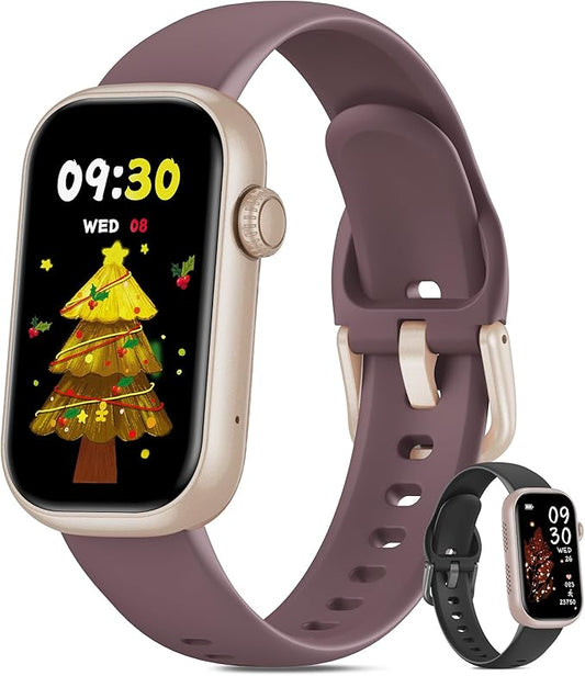 Fitness Tracker for Men Women, 24/7 Heart Rate, SpO2 and Sleep Monitor Health Watch, Calorie Step Counter Fitness Watch IP68 Waterproof Smart Watch for Android and iOS, Smoke Violet