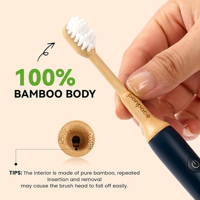 Bamboo Toothbrush Heads Compatible with Philips One by Sonicare, Extra Soft Castor-Oil Bristles for Sensitive Teeth, Eco-Friendly & Gentle Cleaning