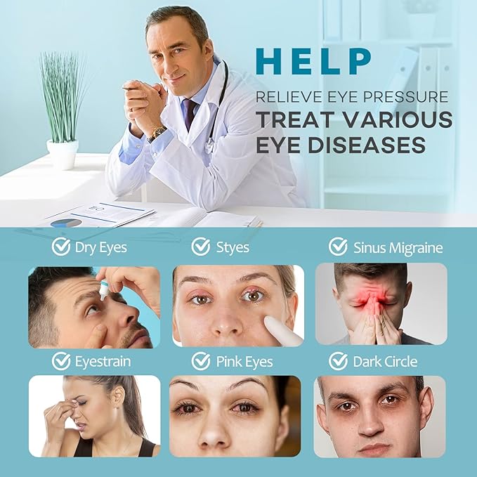 Ezona Heated Eye Mask, Warm Eye Compress Mask, USB Electric Eye Heating Pad with Temperature & Timer Control, Dry Eye Mask for Dry Eyes Blepharitis Sinus Migraine Stye MGD Puffiness Blue