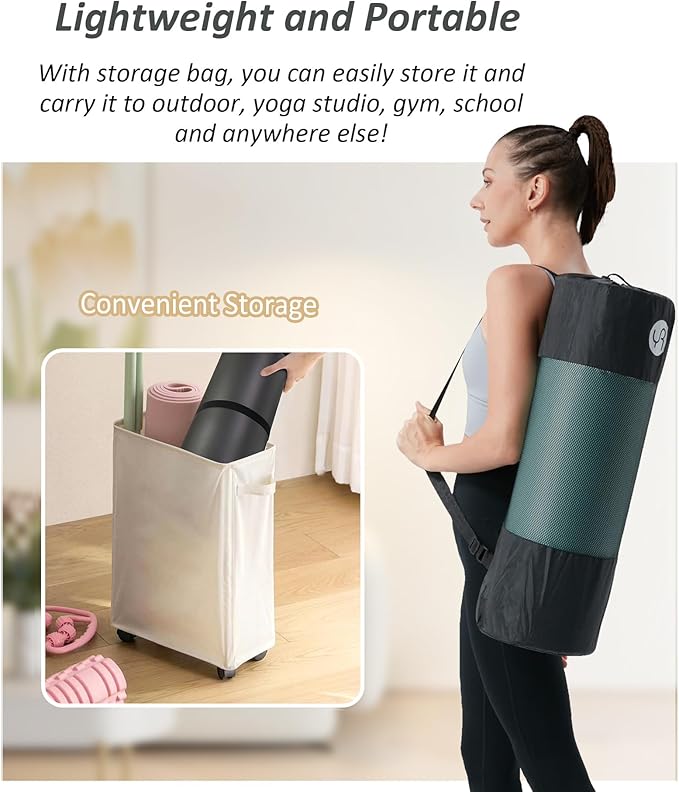 Yoga Mat Thick 1 inch Exercise Mat 76.7"x24" Workout Mats for Home Gym, Non-slip Yoga Mat for Women Men, with Carrying Yoga Bag