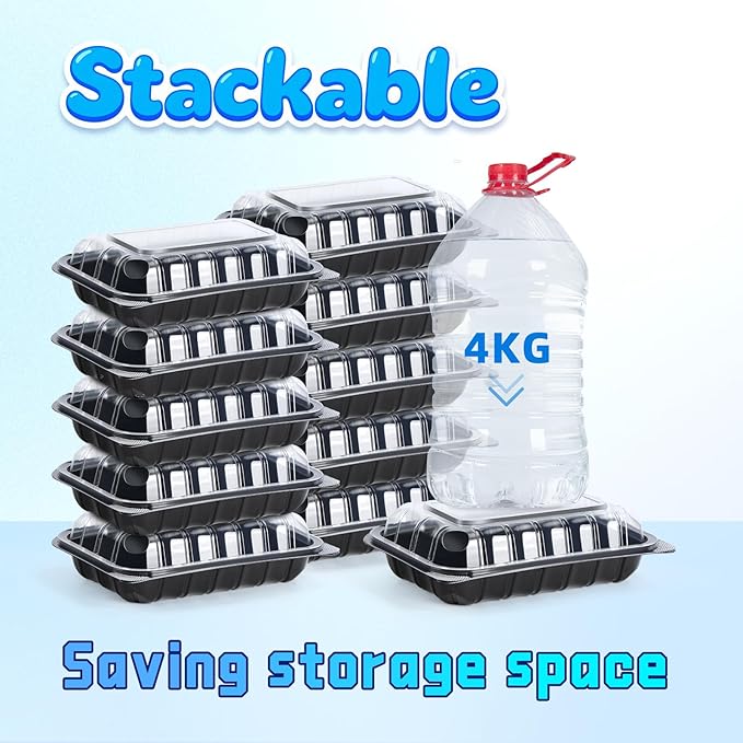 YANGRUI Food Containers 9x6 Inch 27 oz 30 Pack - Anti Fog Clear Lid for Display | BPA Free PP Plastic | Reusable Heavy Duty Freezer & Microwave Safe | Shrink-Wrap Freshness Bakery Takeout Container