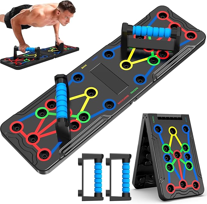 Solid Push Up Board 15 in 1 Home Workout Equipment Multi-Functional Pushup Stands System Fitness Floor Chest Muscle Exercise Professional Equipment Burn Fat Strength Training Arm Men & Women Weights