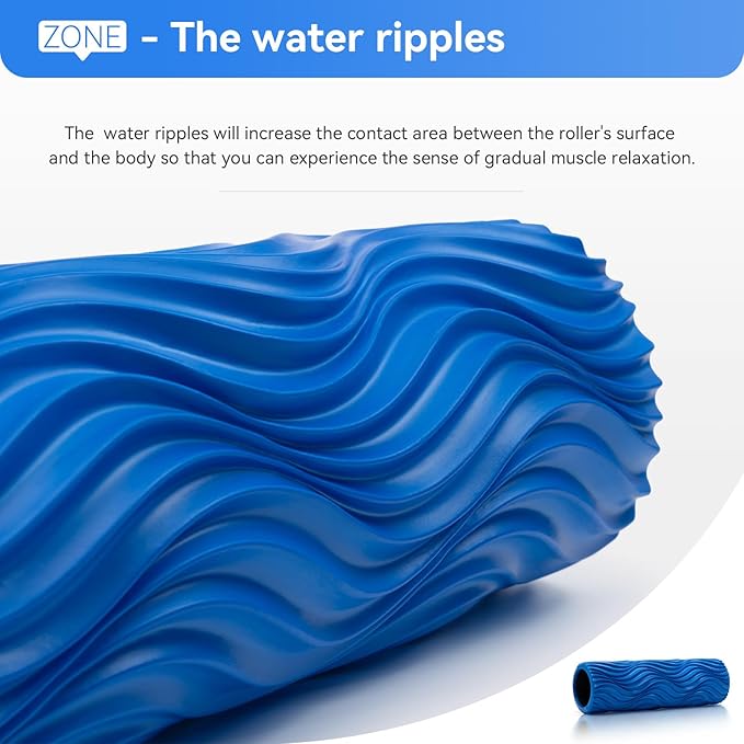 Foam Roller Medium Density Back Roller for Deep Tissue Muscle Massage of The Back and Leg Muscles - Self Myofascial Release of Painful, Wave Textured Muscle Roller, Fitness Roller for Pilates, Yoga