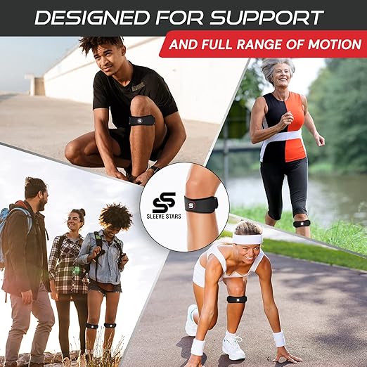 Sleeve Stars Patellar Tendon Support Strap Osgood Schlatter Knee Brace for Youth, Women & Men, Swedish Brand Patella Knee Strap for Arthritis & Pain, Patella Band w/ 3 Lengths (Black)