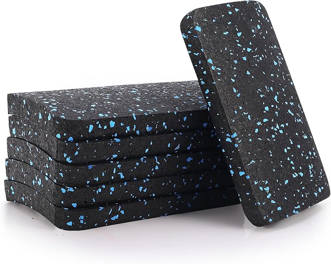 Treadmill Mat Pads, Exercise Equipment Mat with High Density Rubber for Protect Floors 4.7" x 3.2" x 0.5" (6 PCS) Black