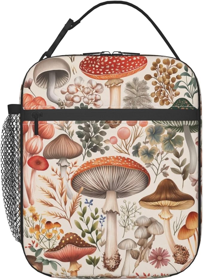 Lunch Box for Women Men, Mushroom Insulated Lunch Box Reusable Portable Lunch Bag Cooler Tote Waterproof Lunch Container for Office Picnic Work Travel Hiking