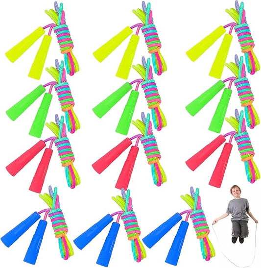 20 Pack Rainbow Jump Ropes,Kids Jump Rope with Plastic Handles,7.2 Ft Adjustable Skipping Rope for Kids,Vibrant Jumping Ropes for Outdoor Fun Exercise Fitness Activity Party Favors