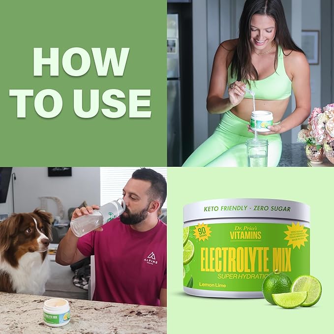 Dr. Price’s Electrolyte Mix | Sugar-Free Hydration Powder with 72+ Trace Minerals | No Sugar, Fast-Dissolving Electrolytes Powder Packets | Lemon-Lime, 90 Servings