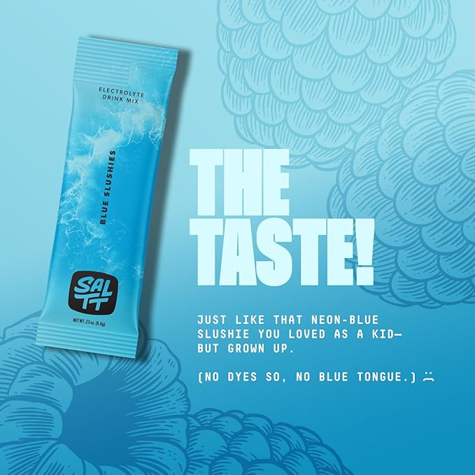 Keto Chow SALTT Electrolytes Powder Packets, Blue Slushies (30 Hydration Packets) - Magnesium, Potassium, Sodium, Trace Minerals - Vegan, Sugar Free, Gluten Free - Travel Essentials - Made in USA