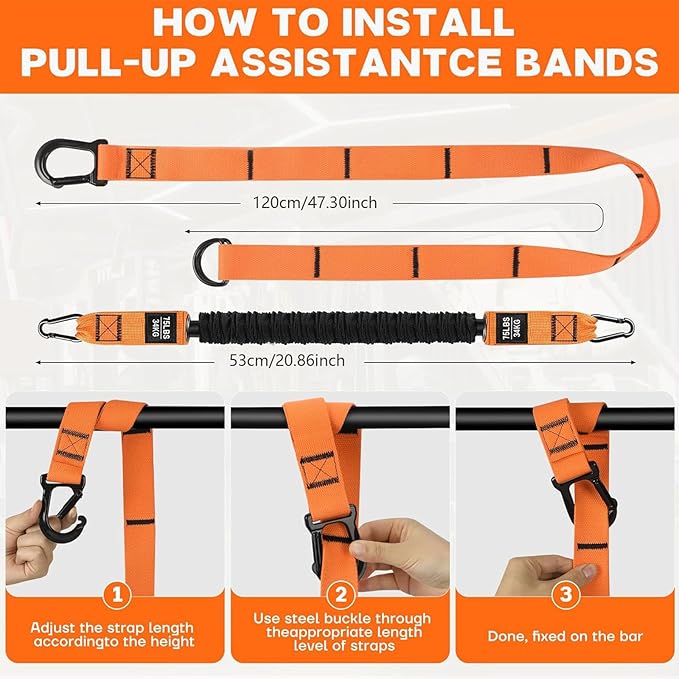 Adjustable Heavy Duty Pull Up Assistance Bands with Fabric Feet and Knee Rest - Pull Up Resistance Bands for Men, Women, and Seniors - Perfect for Dip and Resistance Strength Training Glamflex