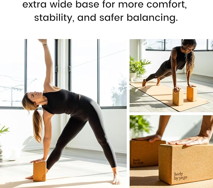 Premium Cork Yoga Blocks - Extra Large Yoga Block 2-Pack or Extra Tall 1-Pack for Inflexible Yogis | Natural, High-Density Cork for Superior Support & Stability | Optional Yoga Strap & Gift Box