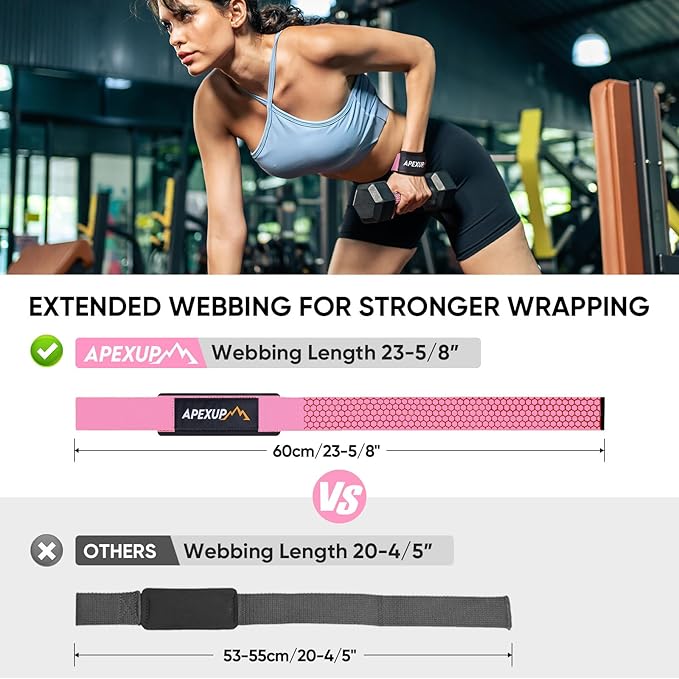 APEXUP Weight Lifting Straps for Weightlifting, Lifting Wrist Straps Gym, Deadlift Strap, Anti Slip Silicone Weightlifting Strap Men Women Powerlifting, Strength Training
