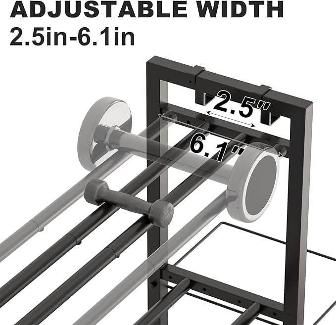 3-Tier Adjustable Dumbbell Rack Heavy Duty Metal Storage Rack, Dumbbell Weight Rack and Kettlebells Rack, Yoga Mat Organizer, Multi-Purpose Gym Equipment Storage Stand for Home Gym Accessories