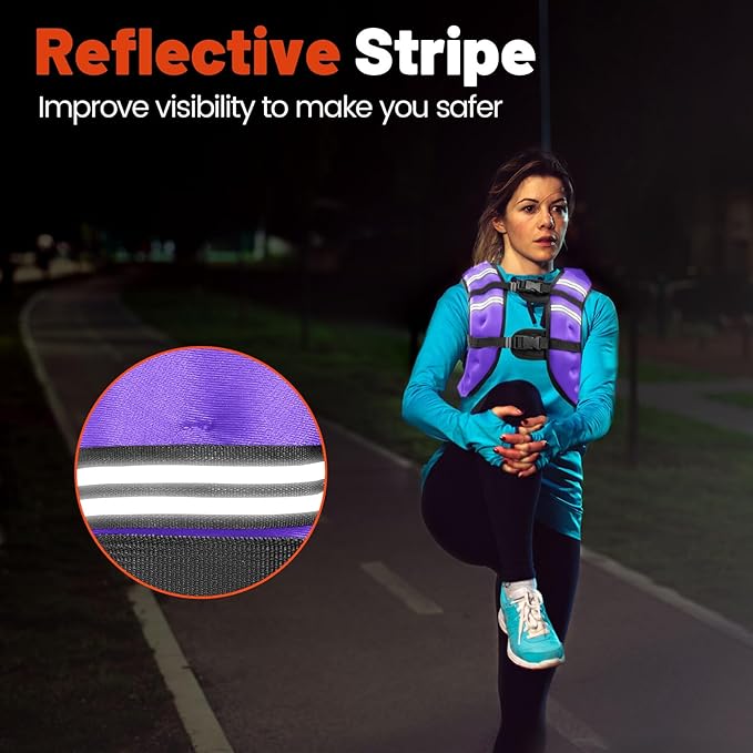 Weighted Vest, 6lb/8lb/12lb/16lb/20lb/25lb/30lb Weight Vest for Men Women, Body Weight Vests Adjustable with Reflective Stripe for Strength Training, Running, Training Workout, Jogging, Walking