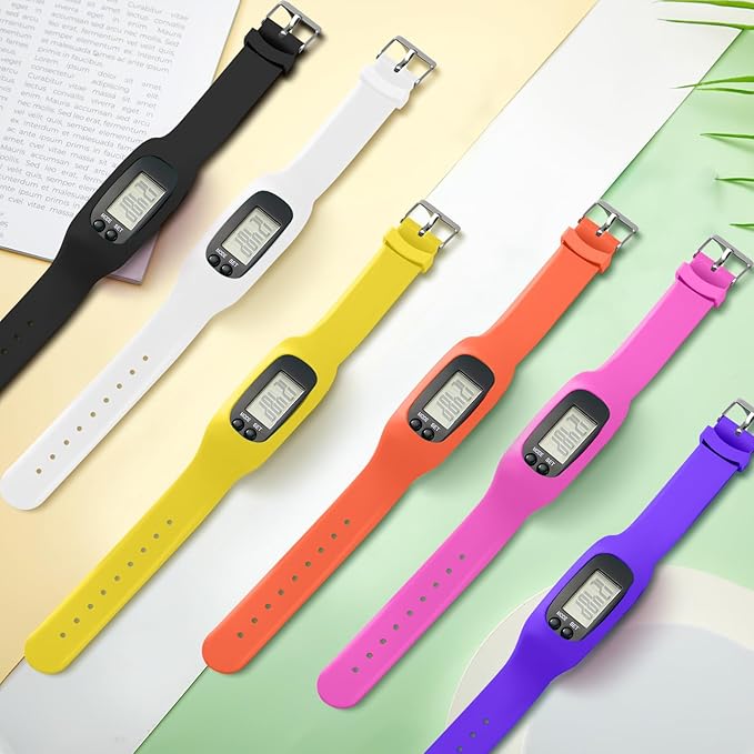 Geyoga 24 Pcs Pedometer for Walking Steps and Miles Pedometer Watch Silicone Steps Tracker Running Bracelet Ankle Step Counter for Calorie Burning and Step Counting