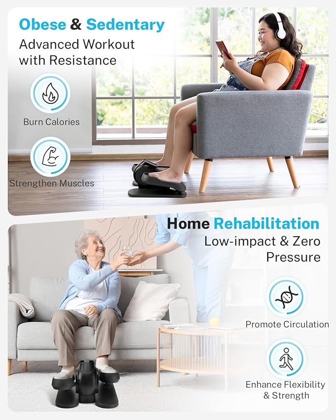 Gonex Under Desk Elliptical Exercise Machine, Leg Exerciser While Sitting for Seniors, 3-in-1 Mini Seated Pedal Exerciser as Seen on TV, 10 Resistance & Speed Levels, Manual/Auto with Remote