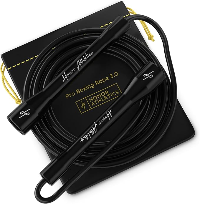 Honor Athletics | Pro Boxing Rope 3.0 | 5.3mm Jump Rope Indoor/Outdoor Adjustable For Boxing | Ultra-Durable, Non-Kinking TPU-PVC blend/Unbreakable Handles | Adjustable | Skipping Rope