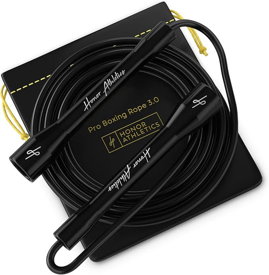 Honor Athletics | Pro Boxing Rope 3.0 | 5.3mm Jump Rope Indoor/Outdoor Adjustable For Boxing | Ultra-Durable, Non-Kinking TPU-PVC blend/Unbreakable Handles | Adjustable | Skipping Rope