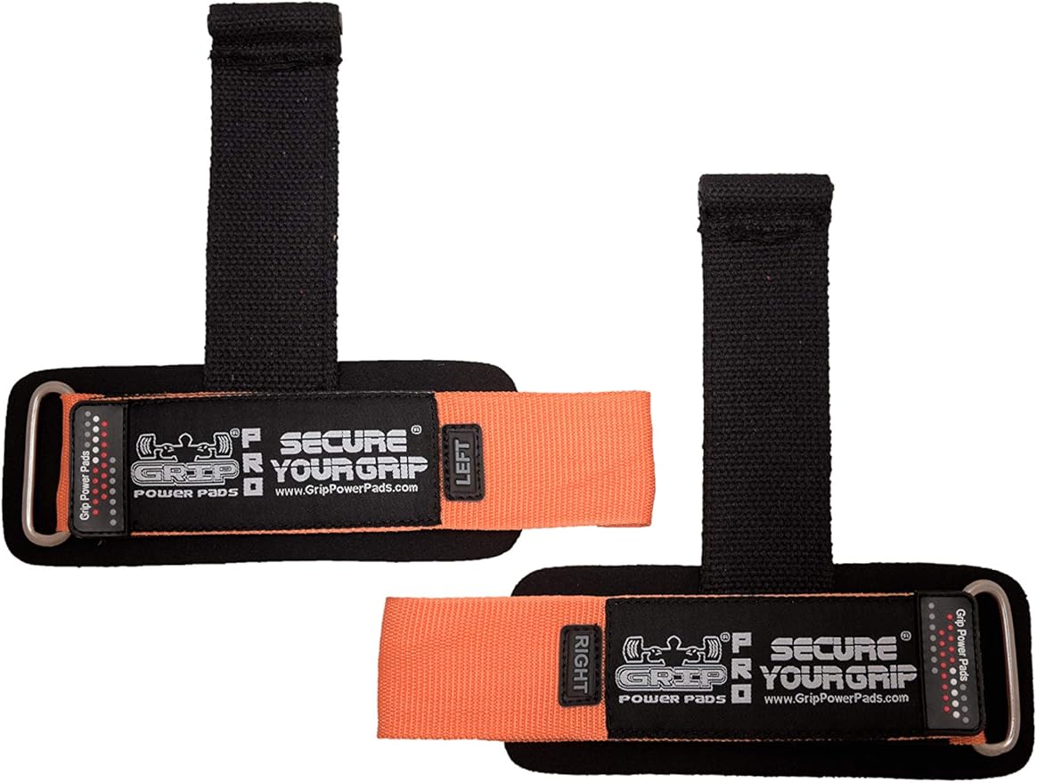 Lifting Dowel Straps Neoprene Padded Wrist Wraps Power Weight Lifting Training Gym Grips Straps Wrist Support Bandage Set of 2 Alternative to Hooks (Orange)