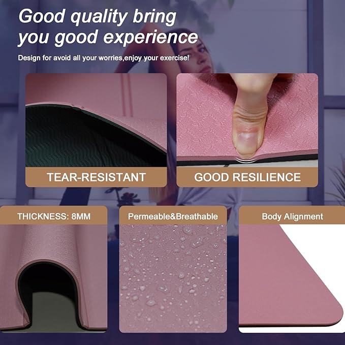 Foldable Yoga Mat 72" L x 32" W x 0.32 Inch Extra Thicked and Wided, Folding Yoga Mat for Travel with Canvas Carrying Bag, Non-Slip TPE Exercise Pilates Mat