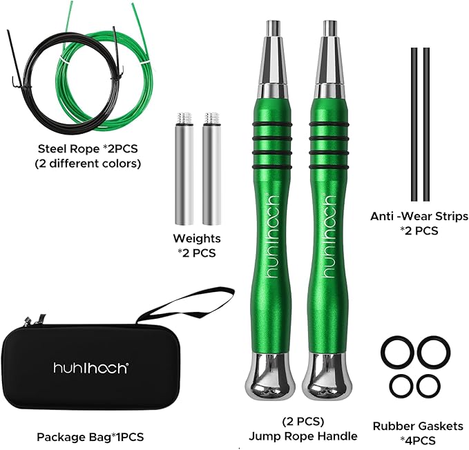 High Speed Jump Rope - Self-Locking No-Screw Design, Weighted Jump Rope, 360° Fast Rotation, Silicone Textured Design, Non-Slip, Includes 2 Speed Ropes Cables for Optimal Fitness Training & More - CrossFit Jump Rope.