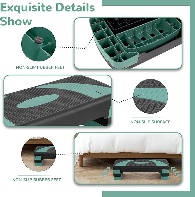 Step Aerobic Platform, 31" Exercise Step with 3 levels Adjustable Height, 4 Stackable Risers, Fitness Training Workout Stepper for Home Gym, Cardio Strength, Black & Pink