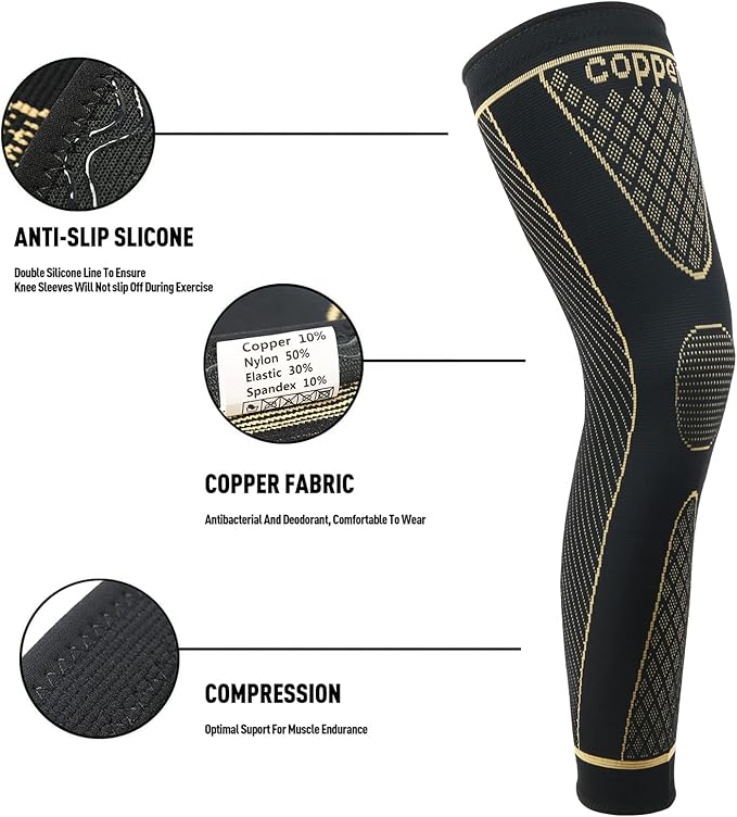 Full Leg Sleeves Long Compression Leg Sleeve Knee Sleeves Protect Leg, for Man Women Basketball, Arthritis Cycling Sport