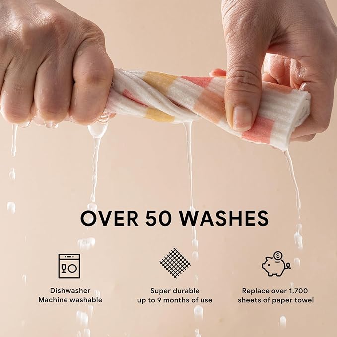 RECYCO Swedish Dishcloths for Kitchen | 6 Pack Desert Sunset Washable Dish Rags | Cellulose Reusable Cleaning Paper Towels | Absorbent Counter Dish Cloth Sponge Kitchen Wipes, 8" L x 7" W