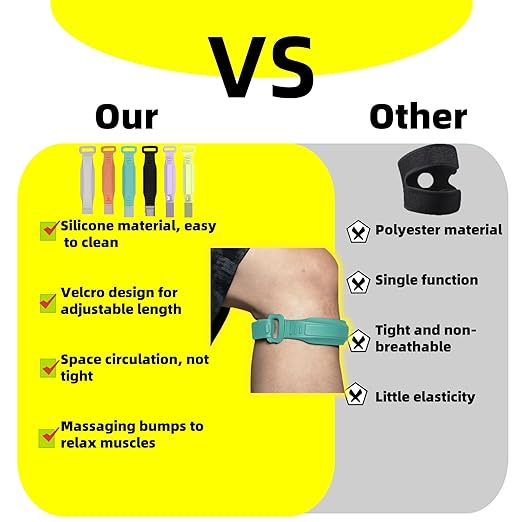 Sports Silicone Patellar Tendon Support Strap: Adjustable 2pcs Knee Brace or Pain Relief & Knee Band Stabilizer for Tendonitis Jumpers Running Sports Basketball Women (Green)