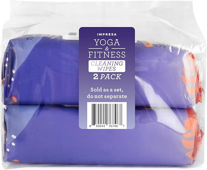 IMPRESA Yoga Mat Cleaner Wipes - 150 Count (2-Pack), 9 x 9 In, Lavender Scent - Gym Equipment & Exercise Mat Cleaning Wipes