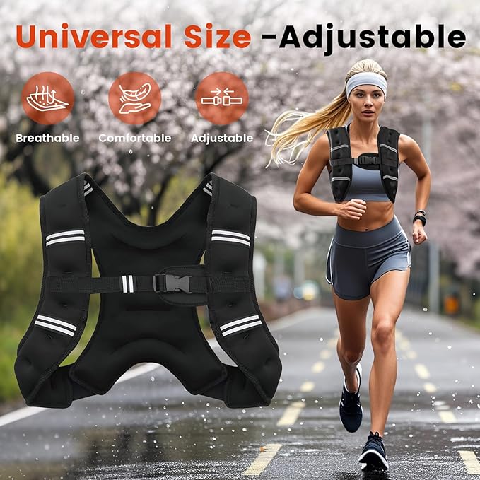Weighted Vest, 6lb/8lb/12lb/16lb/20lb/25lb/30lb Weight Vest for Men Women, Body Weight Vests Adjustable with Reflective Stripe for Strength Training, Running, Training Workout, Jogging, Walking
