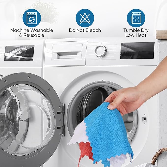 Orighty Microfiber Cleaning Cloths, 75 Sheets Shop Towels, Reusable Paper Towels Shop Rags, Washable Microfiber Towel Roll Cleaning Rags for Cars, House, Kitchen, 11.5’’ x 11.5’’, Red