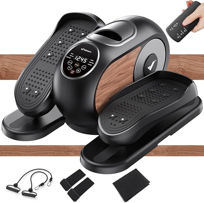 MERACH Under Desk Elliptical Exercise Machine, Ellipse Leg Exerciser as Seen on Tv for Seniors with 12 Adjustable Speeds & Remoter, Quiet Portable Seated Pedal Exerciser Fully Assembled