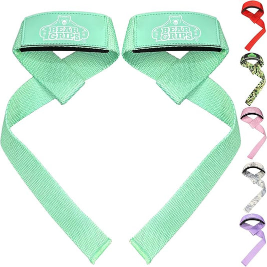 Bear Grips Lifting Straps - Gym & Weightlifting Straps for Men & Women, Deadlift Support, 2 Pairs
