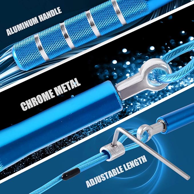 Jump Rope, Wastou Speed Jumping Rope for Training Fitness Exercise, Adjustable Adults Workout Skipping Rope for Men, Women, Kids, Girls