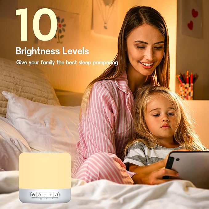 Easysleep White Noise Sound Machine with 30 Soothing Sounds 12 Night Light 32 Volume 3 Timers Portable Sleep Sound Machine for Office Travel Noise Canceling Lullaby & Rain Sound for Baby, Adults