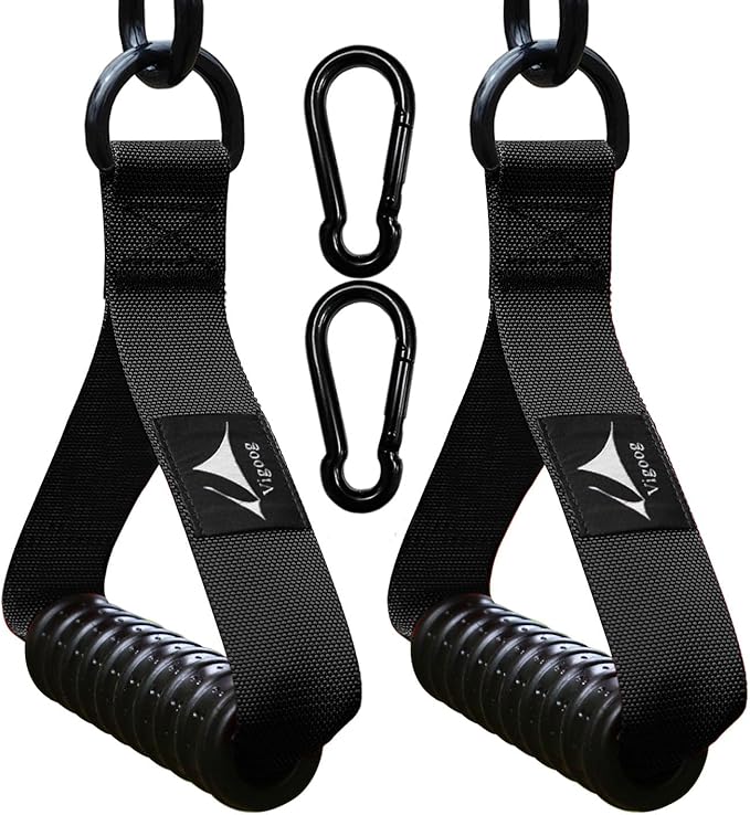 Heavy Duty Gym Exercise Handles Attachment for Cable Machine,Resistance Band,Pulley System Home Fitness Workout Equipment, with Elastic Rubber Grip and 2 Large Carabiners