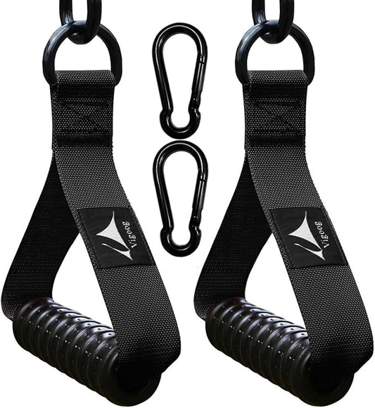 Heavy Duty Gym Exercise Handles Attachment for Cable Machine,Resistance Band,Pulley System Home Fitness Workout Equipment, with Elastic Rubber Grip and 2 Large Carabiners
